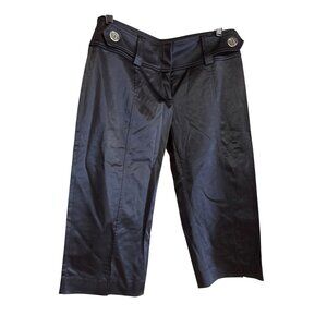 Vintage Cache Black Solid Capri Pants Size 6 Made In USA With Button Detailing &